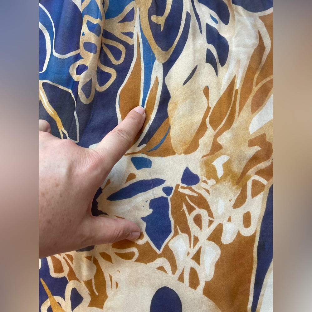 bellambra silk blend made in italy Floral Halter Neck Women Top - Blue and Brown - Picture 6 of 8